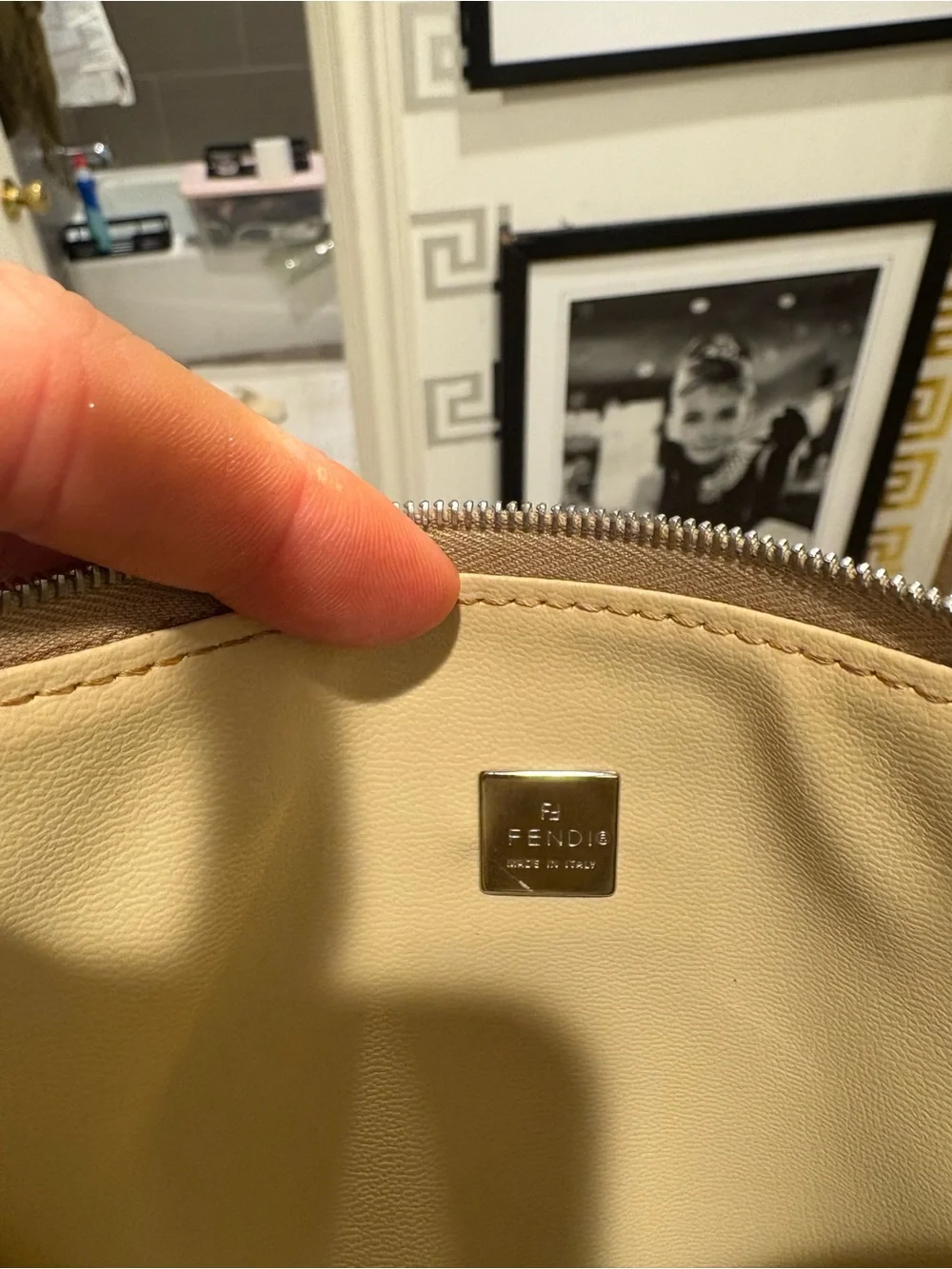 Fendi FF Zucca PVC Aqua and Tan Monogram Canvas Shoulder Bag
